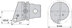 Kennametal - Right Hand Cut, Size KM63, DN.. Insert Compatiblity, Internal Modular Turning & Profiling Cutting Unit Head - 43mm Ctr to Cutting Edge, 60mm Head Length, Through Coolant, Series Kenlever - Americas Industrial Supply