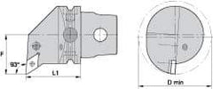 Kennametal - Right Hand Cut, Size KM63, DN.. Insert Compatiblity, Internal Modular Turning & Profiling Cutting Unit Head - 43mm Ctr to Cutting Edge, 60mm Head Length, Through Coolant, Series Kenlever - Americas Industrial Supply