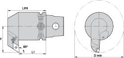 Kennametal - Right Hand Cut, Size KM63, DN.. Insert Compatiblity, Internal Modular Turning & Profiling Cutting Unit Head - 59mm Ctr to Cutting Edge, 95mm Head Length, Through Coolant, Series Kenlever - Americas Industrial Supply