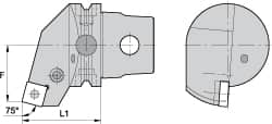 Kennametal - Left Hand Cut, Size KM63, SN.. Insert Compatiblity, External Modular Turning & Profiling Cutting Unit Head - 27mm Ctr to Cutting Edge, 60mm Head Length, Through Coolant, Series Kenlever - Americas Industrial Supply