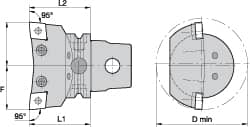 Kennametal - Right Hand Cut, Size KM63, CN.. Insert Compatiblity, Internal Modular Turning & Profiling Cutting Unit Head - 43mm Ctr to Cutting Edge, 60mm Head Length, Through Coolant, Series Kenlever - Americas Industrial Supply