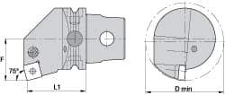 Kennametal - Right Hand Cut, Size KM63, SN.. Insert Compatiblity, Internal Modular Turning & Profiling Cutting Unit Head - 43mm Ctr to Cutting Edge, 60mm Head Length, Through Coolant, Series Kenlever - Americas Industrial Supply