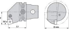 Kennametal - Left Hand Cut, Size KM63, SN.. Insert Compatiblity, Internal Modular Turning & Profiling Cutting Unit Head - 43mm Ctr to Cutting Edge, 60mm Head Length, Through Coolant, Series Kenlever - Americas Industrial Supply