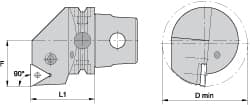 Kennametal - Right Hand Cut, Size KM63, TN.. Insert Compatiblity, Internal Modular Turning & Profiling Cutting Unit Head - 43mm Ctr to Cutting Edge, 60mm Head Length, Through Coolant, Series Kenlever - Americas Industrial Supply