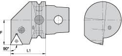 Kennametal - Right Hand Cut, Size KM63, TN.. Insert Compatiblity, External Modular Turning & Profiling Cutting Unit Head - 43mm Ctr to Cutting Edge, 60mm Head Length, Through Coolant, Series Kenlever - Americas Industrial Supply