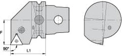 Kennametal - Right Hand Cut, Size KM63, TN.. Insert Compatiblity, External Modular Turning & Profiling Cutting Unit Head - 43mm Ctr to Cutting Edge, 60mm Head Length, Through Coolant, Series Kenlever - Americas Industrial Supply