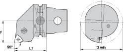 Kennametal - Right Hand Cut, Size KM63, WN.. Insert Compatiblity, Internal Modular Turning & Profiling Cutting Unit Head - 43mm Ctr to Cutting Edge, 60mm Head Length, Through Coolant, Series Kenlever - Americas Industrial Supply