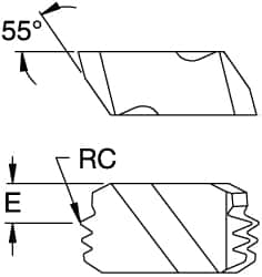 Kennametal - NDC8 Grade KC5010, Internal/External NPT Threading Insert - 8 TPI Int Pitch, Left Hand Insert, TiAlN Finish, Carbide - Americas Industrial Supply