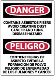 NMC - "Danger - Contains Asbestos Fibers - Avoid Creating Dust - Cancer and Lung Disease Hazard", 14" Long x 10" Wide, Aluminum Safety Sign - Rectangle, 0.04" Thick, Use for Hazardous Materials - Americas Industrial Supply