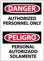 NMC - "Danger - Authorized Personnel Only", 14" Long x 10" Wide, Aluminum Safety Sign - Rectangle, 0.04" Thick, Use for Security & Admittance - Americas Industrial Supply