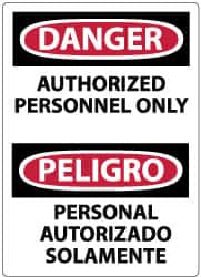 NMC - "Danger - Authorized Personnel Only", 14" Long x 10" Wide, Rigid Plastic Safety Sign - Rectangle, 0.05" Thick, Use for Security & Admittance - Americas Industrial Supply