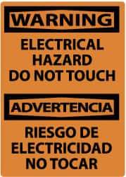 NMC - "Warning - Electrical Hazard - Do Not Touch", 14" Long x 10" Wide, Pressure-Sensitive Vinyl Safety Sign - Rectangle, 0.004" Thick, Use for Accident Prevention - Americas Industrial Supply