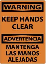 NMC - "Warning - Keep Hands Clear", 14" Long x 10" Wide, Rigid Plastic Safety Sign - Rectangle, 0.05" Thick, Use for Accident Prevention - Americas Industrial Supply
