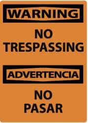 NMC - "Warning - No Trespassing", 14" Long x 10" Wide, Rigid Plastic Safety Sign - Rectangle, 0.05" Thick, Use for Security & Admittance - Americas Industrial Supply