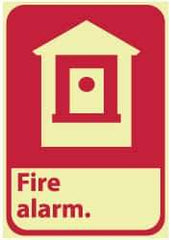 NMC - Fire Alarm, Plastic Fire Sign - 7" Wide x 10" High, Glow-in-the-Dark - Americas Industrial Supply