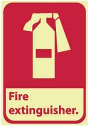 NMC - Fire Extinguisher, Plastic Fire Sign - 7" Wide x 10" High, Glow-in-the-Dark - Americas Industrial Supply
