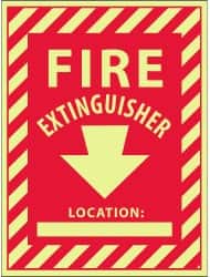NMC - Fire Extinguisher Location: ____, Plastic Fire Sign - 9" Wide x 12" High, Glow-in-the-Dark - Americas Industrial Supply