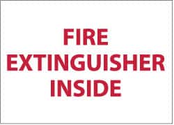 NMC - Fire Extinguisher Inside, Pressure Sensitive Vinyl Fire Sign - 9" Wide x 6" High, Glow-in-the-Dark - Americas Industrial Supply