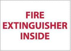 NMC - Fire Extinguisher Inside, Pressure Sensitive Vinyl Fire Sign - 9" Wide x 6" High, Glow-in-the-Dark - Americas Industrial Supply