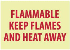 NMC - "Flammable - Keep Flames and Heat Away", 7" Long x 10" Wide, Pressure-Sensitive Vinyl Safety Sign - Rectangle, 0.004" Thick, Use for Hazardous Materials - Americas Industrial Supply