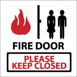 NMC - Fire Door - Please Keep Closed, Plastic Fire Sign - 7" Wide x 7" High, Glow-in-the-Dark - Americas Industrial Supply