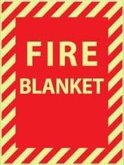 NMC - Fire Blanket, Plastic Fire Sign - 9" Wide x 12" High, Glow-in-the-Dark - Americas Industrial Supply