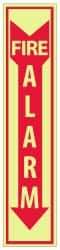 NMC - Fire Alarm, Pressure Sensitive Vinyl Fire Sign - 4" Wide x 18" High, Glow-in-the-Dark - Americas Industrial Supply