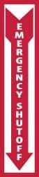 NMC - "Emergency Shut-Off", 18" Long x 4" Wide, Pressure-Sensitive Vinyl Safety Sign - Rectangle, 0.004" Thick, Use for Accident Prevention - Americas Industrial Supply