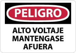 NMC - "Peligro - Alto Voltaje Mantengase Afuera", 10" Long x 14" Wide, Pressure-Sensitive Vinyl Safety Sign - Rectangle, 0.004" Thick, Use for Workplace/Safety - Americas Industrial Supply