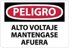 NMC - "Peligro - Alto Voltaje Mantengase Afuera", 10" Long x 14" Wide, Rigid Plastic Safety Sign - Rectangle, 0.05" Thick, Use for Workplace/Safety - Americas Industrial Supply