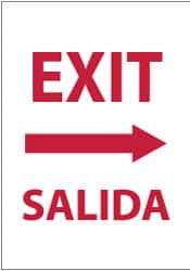 NMC - Exit, Pressure Sensitive Vinyl Exit Sign - 14" Wide x 20" High, English/Spanish - Americas Industrial Supply