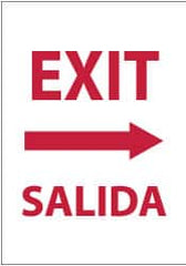 NMC - Exit, Pressure Sensitive Vinyl Exit Sign - 14" Wide x 20" High, English/Spanish - Americas Industrial Supply