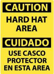 NMC - "Caution - Hard Hat Area", 14" Long x 10" Wide, Aluminum Safety Sign - Rectangle, 0.04" Thick, Use for Accident Prevention - Americas Industrial Supply