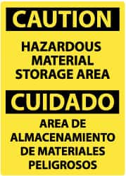 NMC - "Caution - Hazardous Material Storage Area", 14" Long x 10" Wide, Rigid Plastic Safety Sign - Rectangle, 0.05" Thick, Use for Hazardous Materials - Americas Industrial Supply