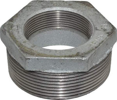 Made in USA - Class 150, 3 x 2" Galvanized Pipe Hex Bushing - Threaded, Malleable Iron - Americas Industrial Supply