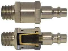 Coilhose Pneumatics - 1/4 Male NPT Tru-Flate Automotive Pneumatic Hose Connector - Brass Nickel Plated, 3/8" Body Diam - Americas Industrial Supply
