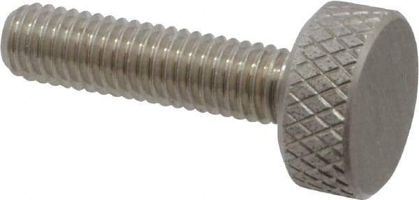 Gibraltar - #10-32 Knurled Shoulderless Grade 18-8 Stainless Steel Thumb Screw - 15/16" OAL, 7/16" Head Diam x 3/16" Head Height - Americas Industrial Supply