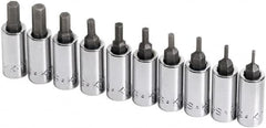 SK - 10 Piece 1/4" Drive Inch Hex Bit Socket Set - 1/16 to 1/4" Hex - Americas Industrial Supply