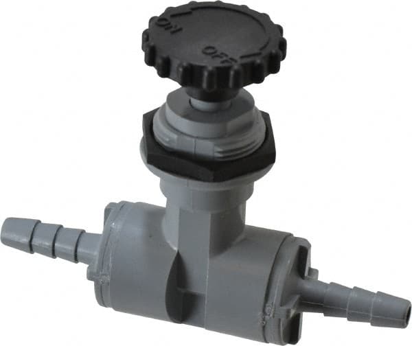 Specialty Mfr - 1/4" Pipe, Inline Needle Valve - EPDM Seal, Barbed x Barbed Ends, PVC Valve, 125 Max psi - Americas Industrial Supply