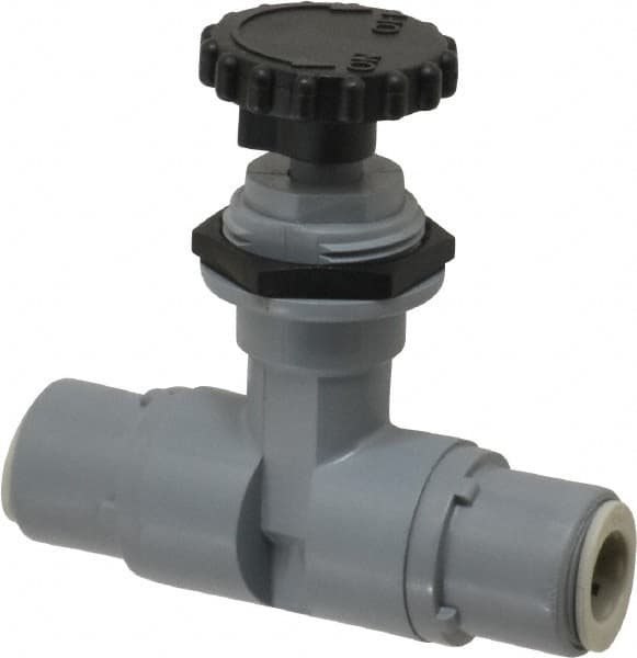 Specialty Mfr - 3/8" Pipe, Inline Needle Valve - EPDM Seal, Push To Connect x Push To Connect Ends, PVC Valve, 125 Max psi - Americas Industrial Supply