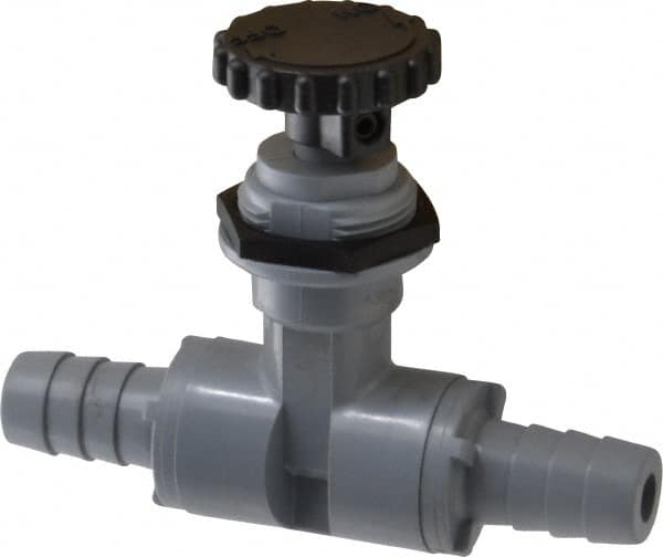 Specialty Mfr - 1/2" Pipe, Inline Needle Valve - EPDM Seal, Barbed x Barbed Ends, PVC Valve, 125 Max psi - Americas Industrial Supply