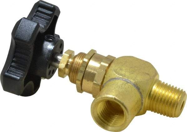 Specialty Mfr - 1/4" Pipe, Angled Needle Valve - MNPT x FNPT Ends, Brass Valve, 500 Max psi - Americas Industrial Supply