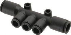 Legris - 8 x 6mm Outside Diam, Nylon Push-to-Connect Multiple Tee with Mounting Holes - 290 Max psi, Black - Americas Industrial Supply