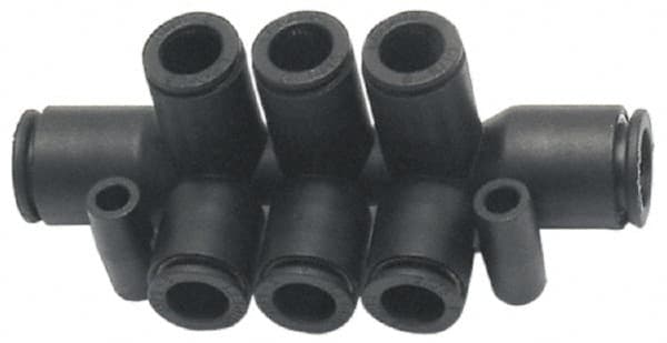 Legris - 10 x 8mm Outside Diam, Nylon Push-to-Connect Double Multiple Tee with Mounting Holes - 290 Max psi, Black - Americas Industrial Supply
