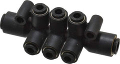 Legris - 6 x 4mm Outside Diam, Nylon Push-to-Connect Double Multiple Tee with Mounting Holes - 290 Max psi, Black - Americas Industrial Supply
