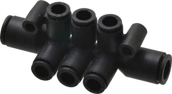 Legris - 8 x 6mm Outside Diam, Nylon Push-to-Connect Double Multiple Tee with Mounting Holes - 290 Max psi, Black - Americas Industrial Supply