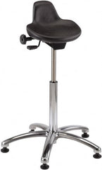 Bevco - 27" Wide x 27" Deep x 20 to 30" High, Steel Base, Adjustable Height Swivel Stool - Polyurethane Seat, Black - Americas Industrial Supply