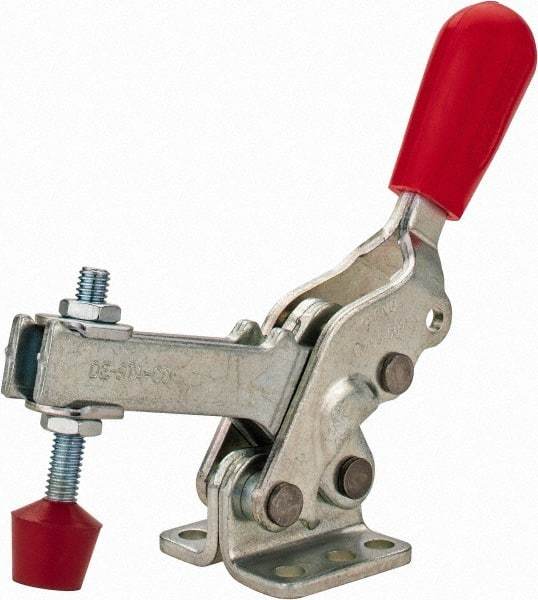 De-Sta-Co - 600 Lb Holding Capacity, Vertical Handle, Manual Hold Down Toggle Clamp - 66° Handle Movement, 75° Bar Opening, U-Bar, Flanged Base, Electro-Plated Zinc, Carbon Steel - Americas Industrial Supply