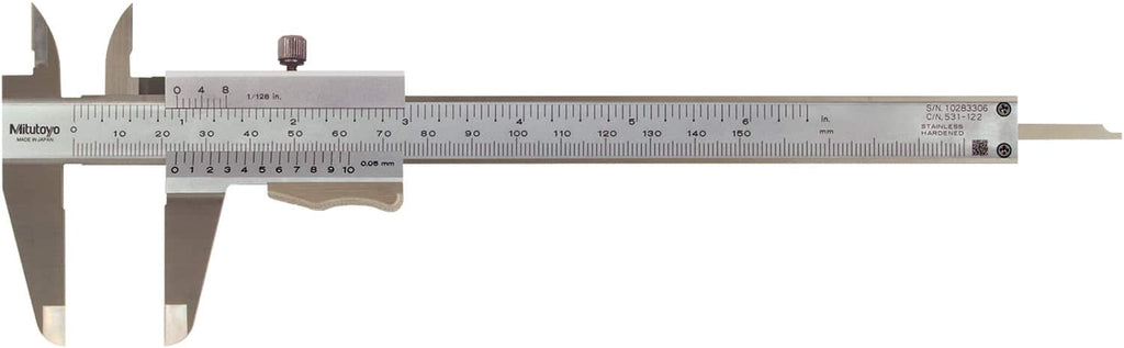 Mitutoyo - Vernier Calipers; Minimum Measurement (Decimal Inch): 0 ; Maximum Measurement (Decimal Inch): 6 ; Maximum Measurement (mm): 150 ; Graduation (mm): 0.05 ; Accuracy (mm): 0.05 ; Calibrated: No - Exact Industrial Supply