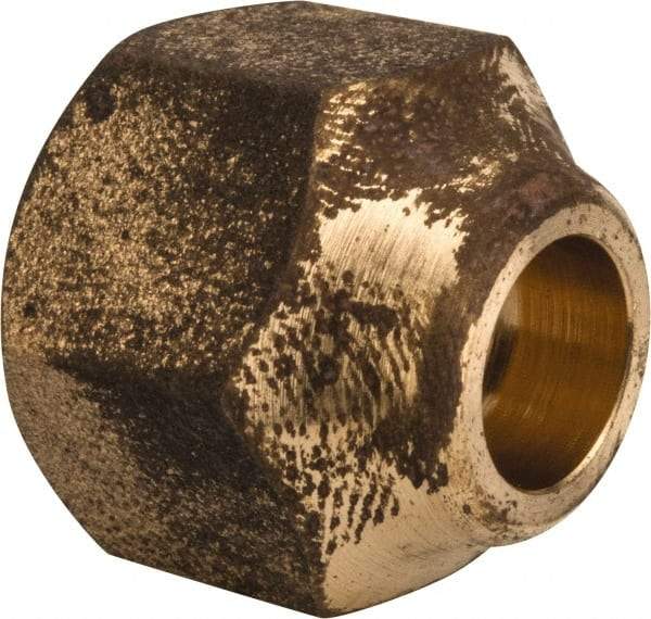 Parker - 5/16" Tube OD, 45° Brass Flared Tube Short Nut - 1/2-20 UNF, Flare Ends - Americas Industrial Supply